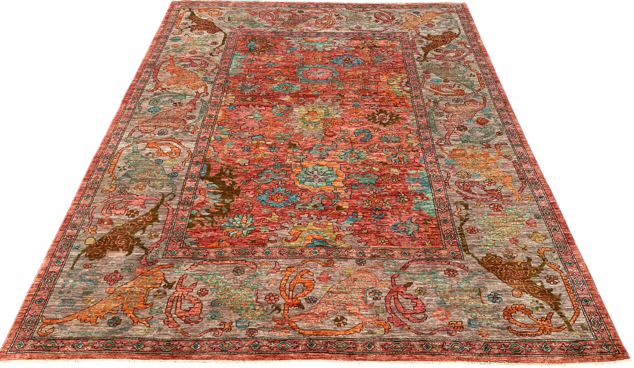 Turkmen weave Afghan 17th century Oushak inspired 370x277cm | Rug# 27197