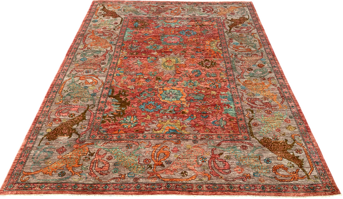 Turkmen weave Afghan 17th century Oushak inspired 370x277cm | Rug# 27197