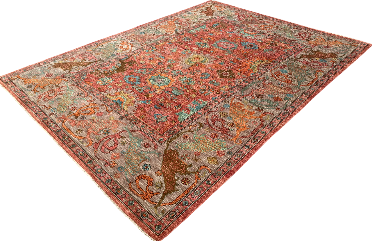 Turkmen weave Afghan 17th century Oushak inspired 370x277cm | Rug# 27197