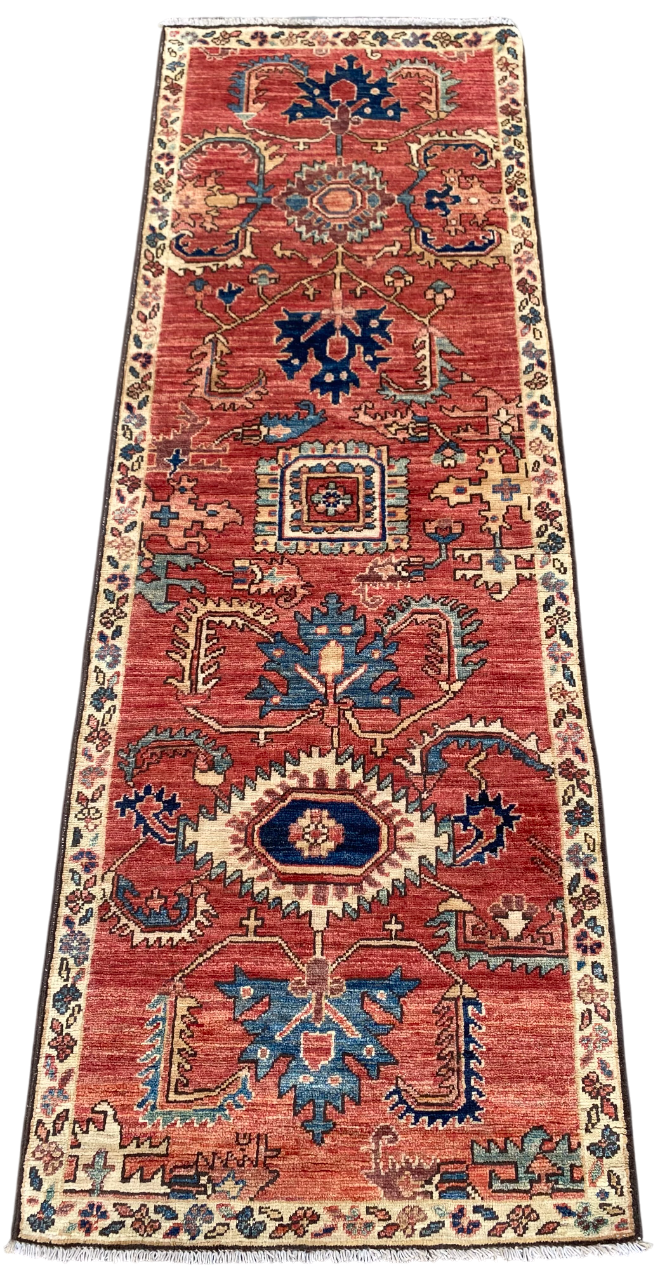 Turkmen weave Afghan, 19th century Serapi-Heriz inspired, 193x67 cm | Rug# 27200