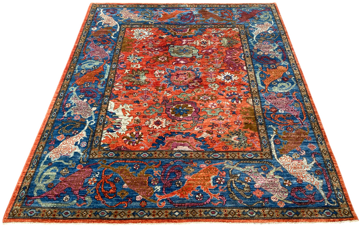 Turkmen weave Afghan,17th century Oushak inspired  298x244cm | Rug# 27201