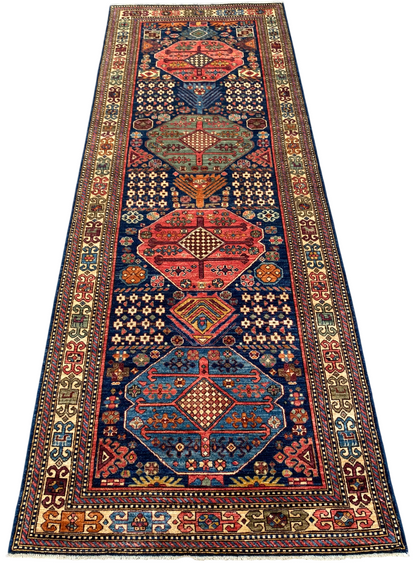 Turkmen weave Afghan, 19th century Caucasian inspired 349x123 cm | Rug# 27203
