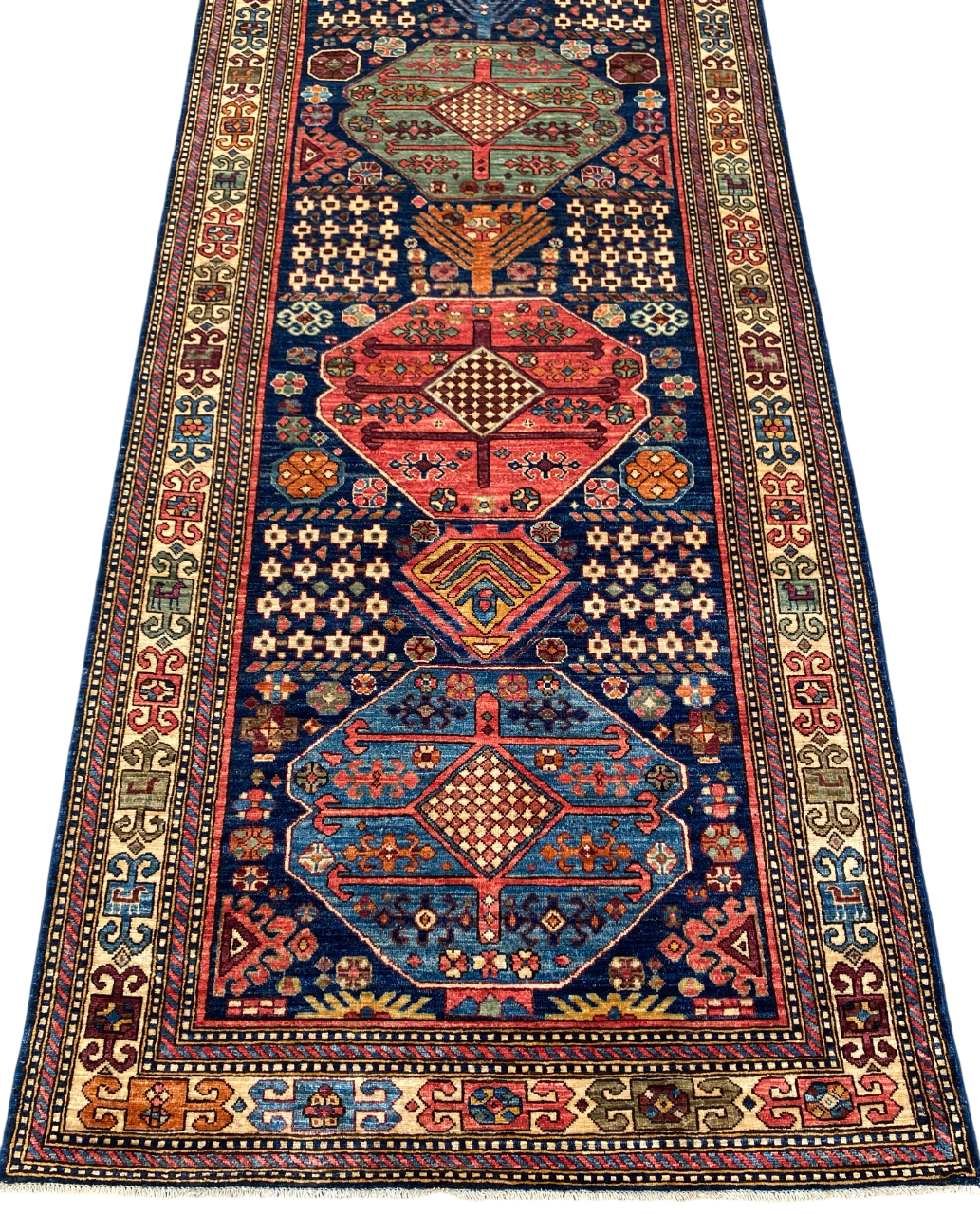 Turkmen weave Afghan, 19th century Caucasian inspired 349x123 cm | Rug# 27203