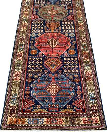 Turkmen weave Afghan, 19th century Caucasian inspired 349x123 cm | Rug# 27203