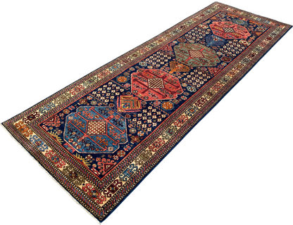 Turkmen weave Afghan, 19th century Caucasian inspired 349x123 cm | Rug# 27203