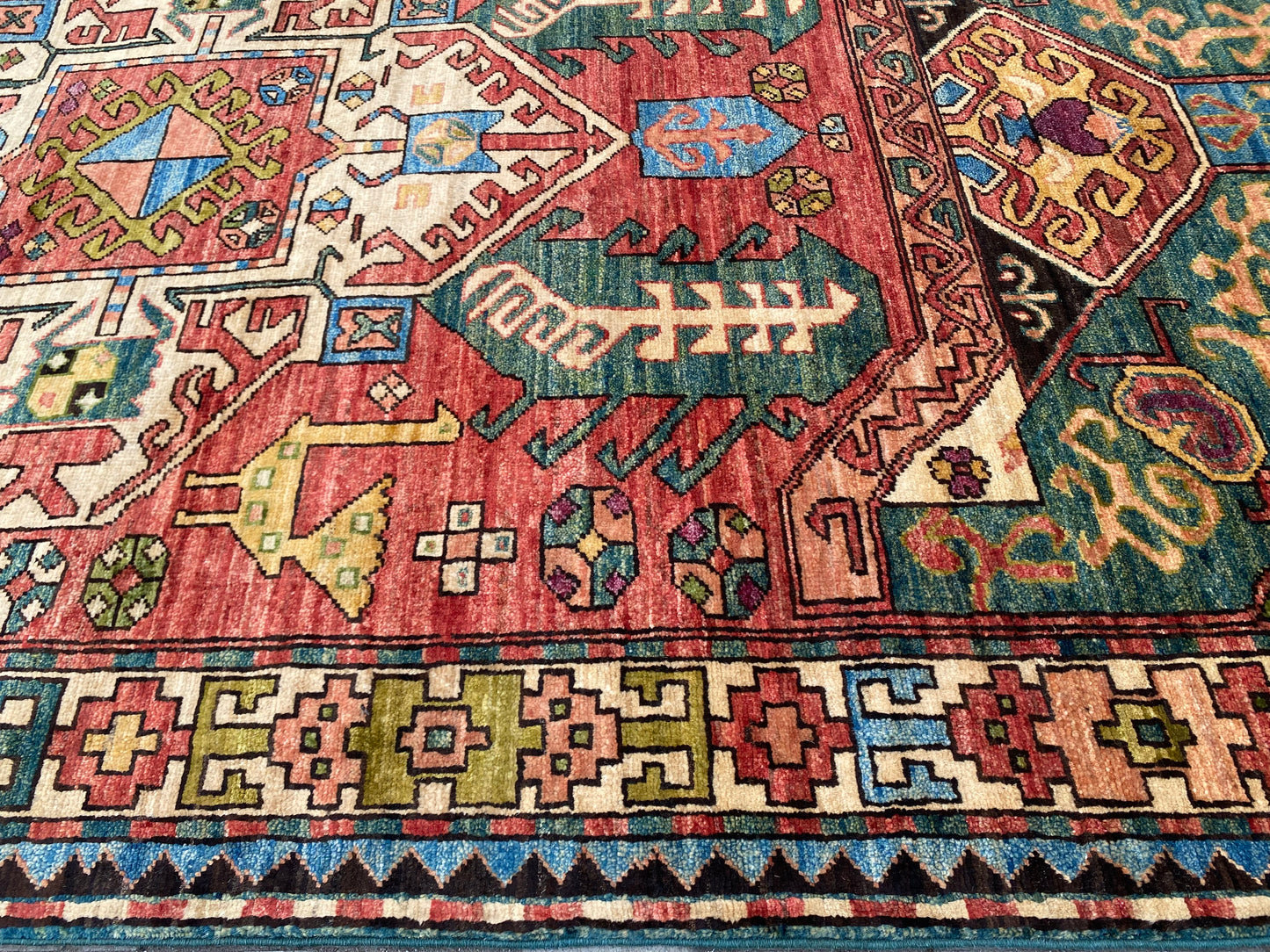 Turkmen weave Afghan,19th century Serapi-Heriz inspired 355x126 cm | Rug# 27204