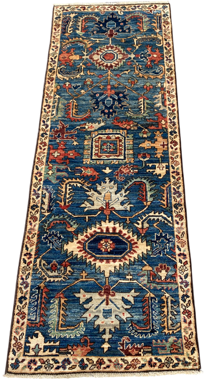 Turkmen weave Afghan, 19th century Serapi-Heriz inspired 194x69 cm | Rug# 27205