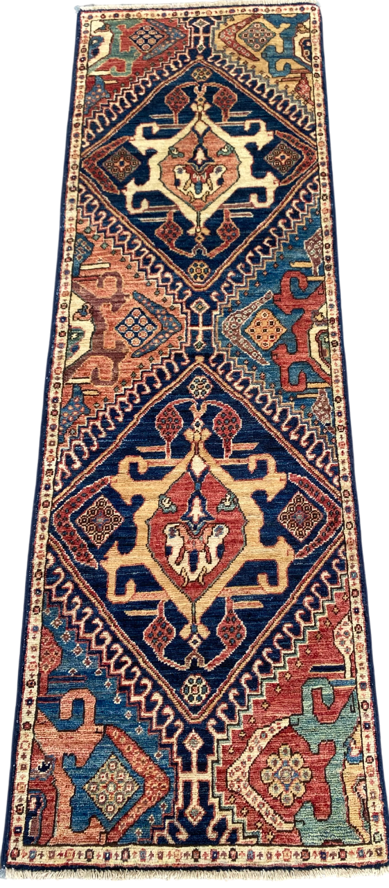 Turkmen weave Afghan, 19th century Qashqai inspired 184x58 cm | Rug# 27206