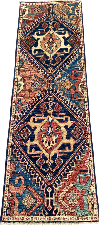 Turkmen weave Afghan, 19th century Qashqai inspired 184x58 cm | Rug# 27206
