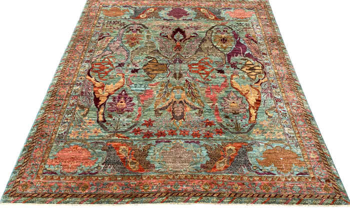 Turkmen weave Afghan, 16th century Garous Bijar inspired 297x250 cm | Rug# 27208