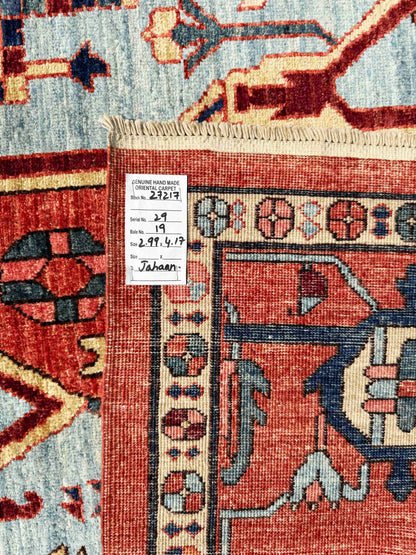 Turkmen weave Afghan, 19th century Serapi design, 417x299 cm | Rug# 27217