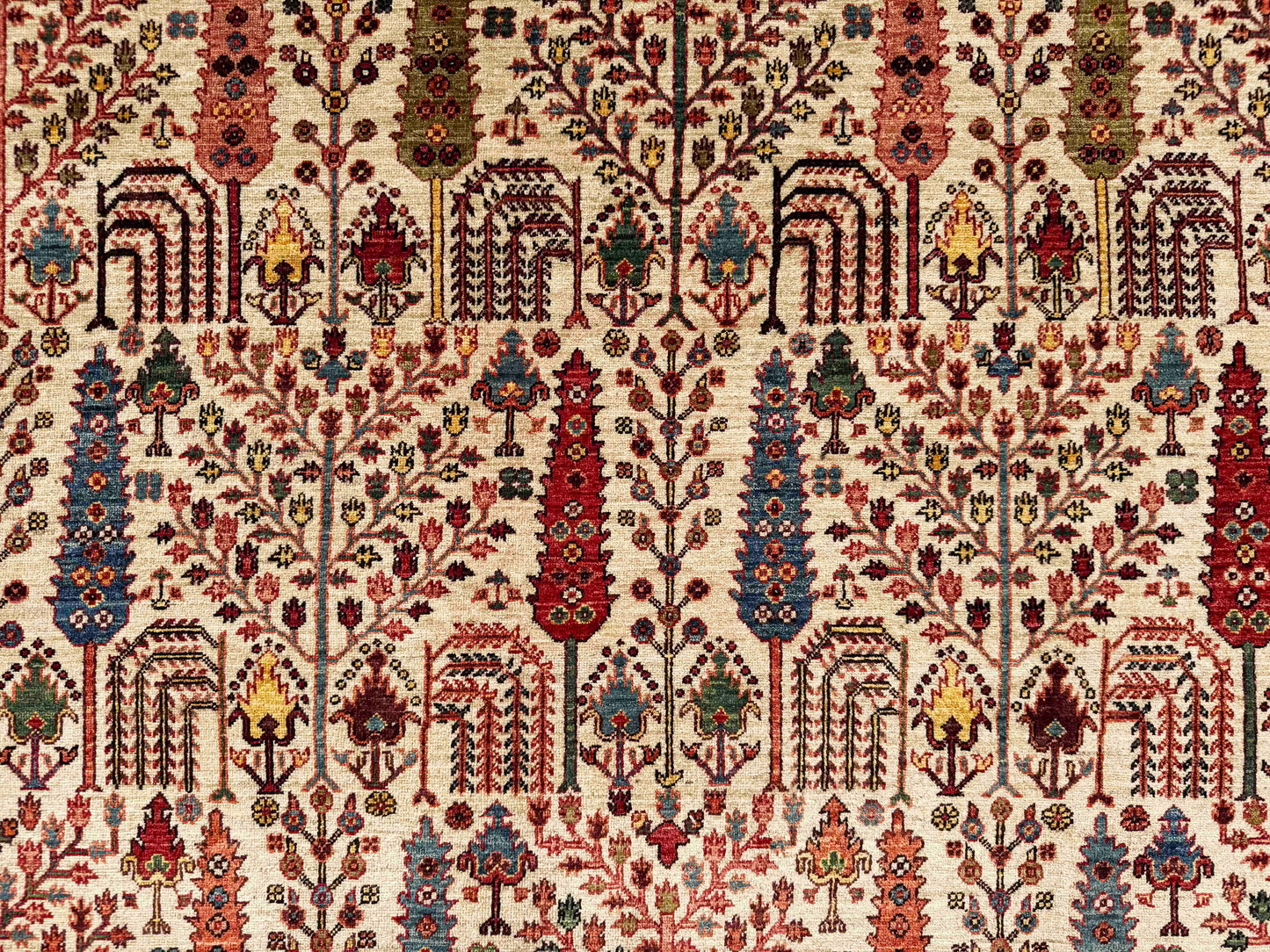 Turkmen weave carpet in  16th century Safavid Garden design, 291x246 cm | Rug #27220