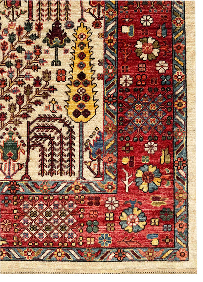 Turkmen weave carpet in  16th century Safavid Garden design, 291x246 cm | Rug #27220