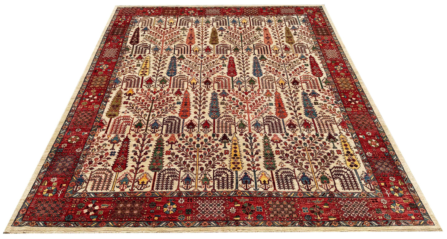 Turkmen weave carpet in  16th century Safavid Garden design, 291x246 cm | Rug #27220