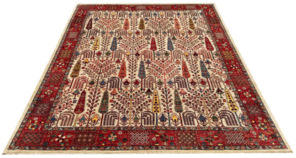 Turkmen weave carpet in  16th century Safavid Garden design, 291x246 cm | Rug #27220