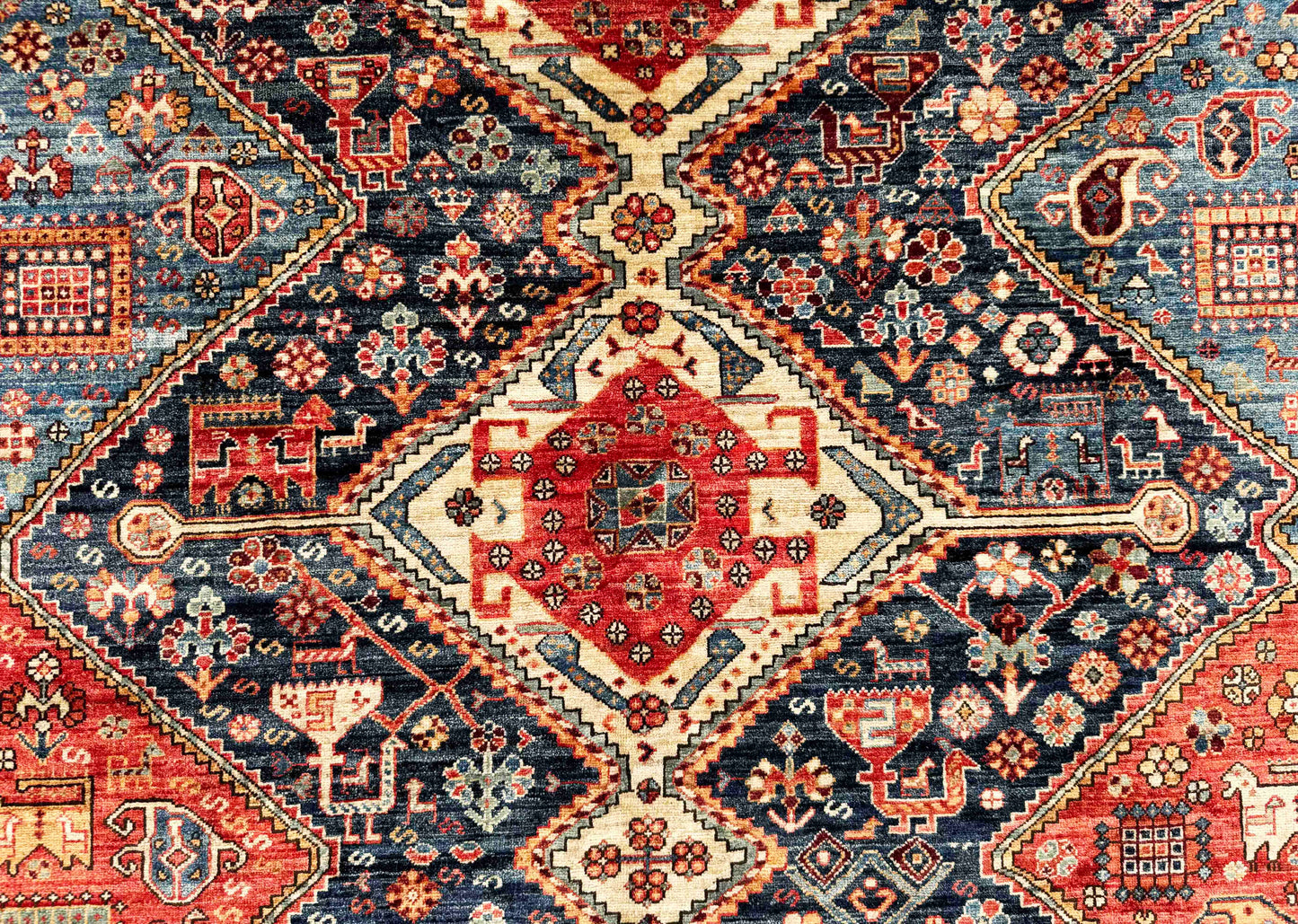 Afghan, 19th century Khamseh inspired 267x183 cm | Rug# 27226