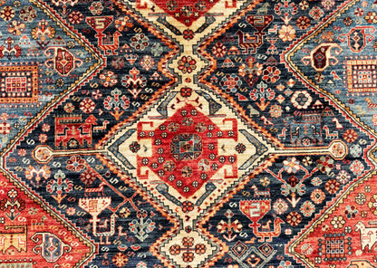 Afghan, 19th century Khamseh inspired 267x183 cm | Rug# 27226