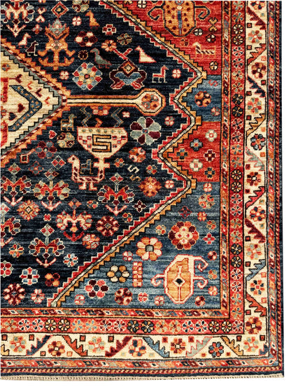 Afghan, 19th century Khamseh inspired 267x183 cm | Rug# 27226