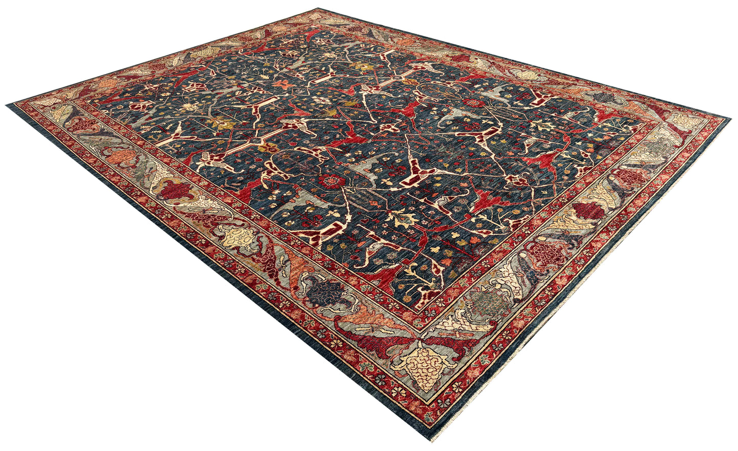 Afghan Turkmen weave,  17th century Garous inspired, 343x265 cm | Rug# 27231