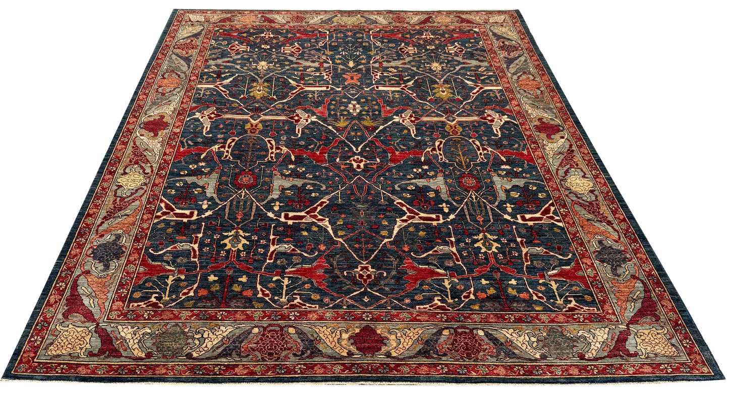 Afghan Turkmen weave,  17th century Garous inspired, 343x265 cm | Rug# 27231
