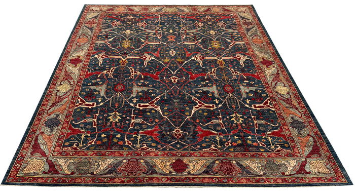 Afghan Turkmen weave,  17th century Garous inspired, 343x265 cm | Rug# 27231