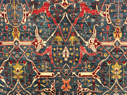 Afghan Turkmen weave,  17th century Garous inspired, 343x265 cm | Rug# 27231