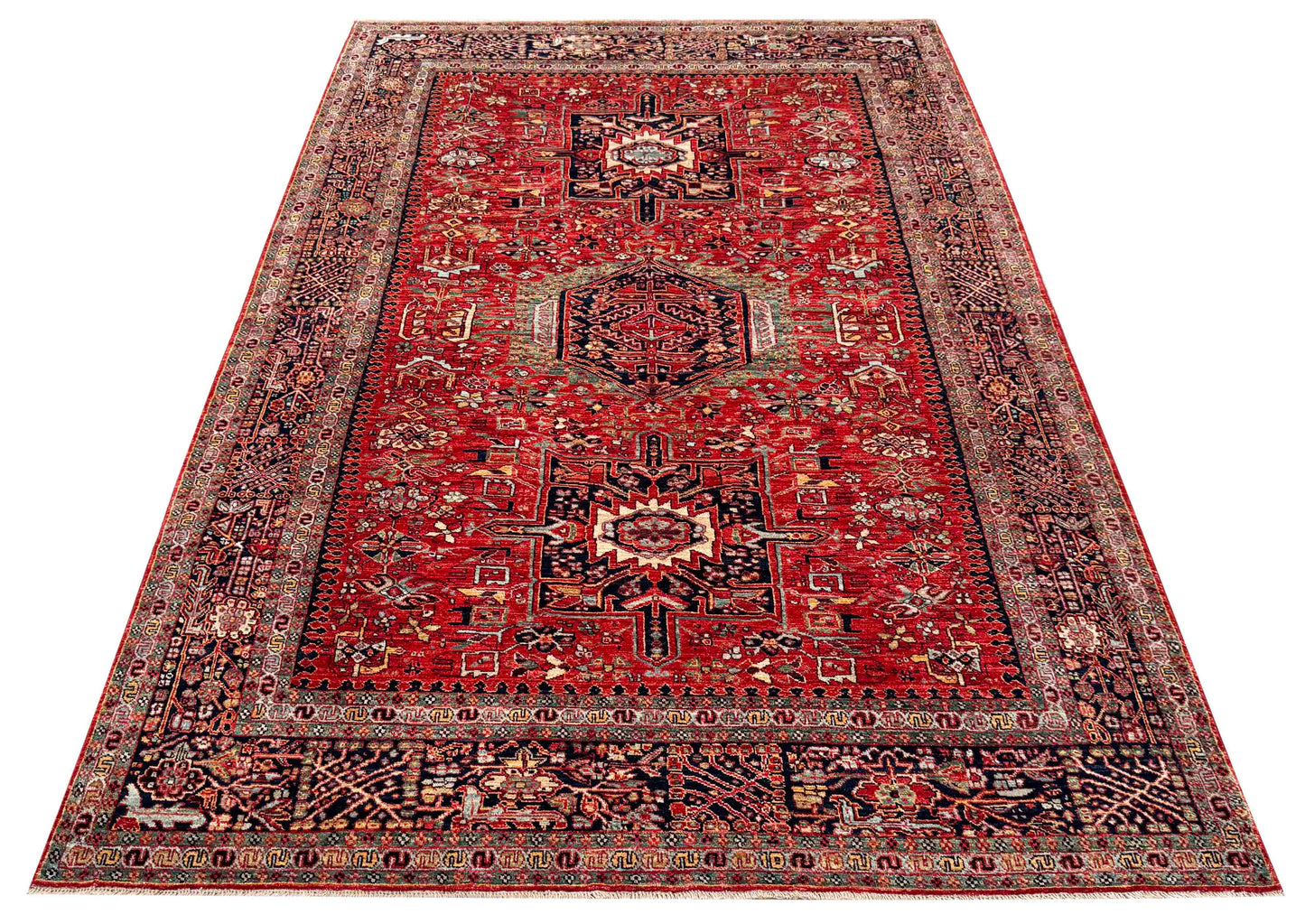 Afghan Turkmen weave in 19th century Heriz design,  283x180cm | Rug# 27232