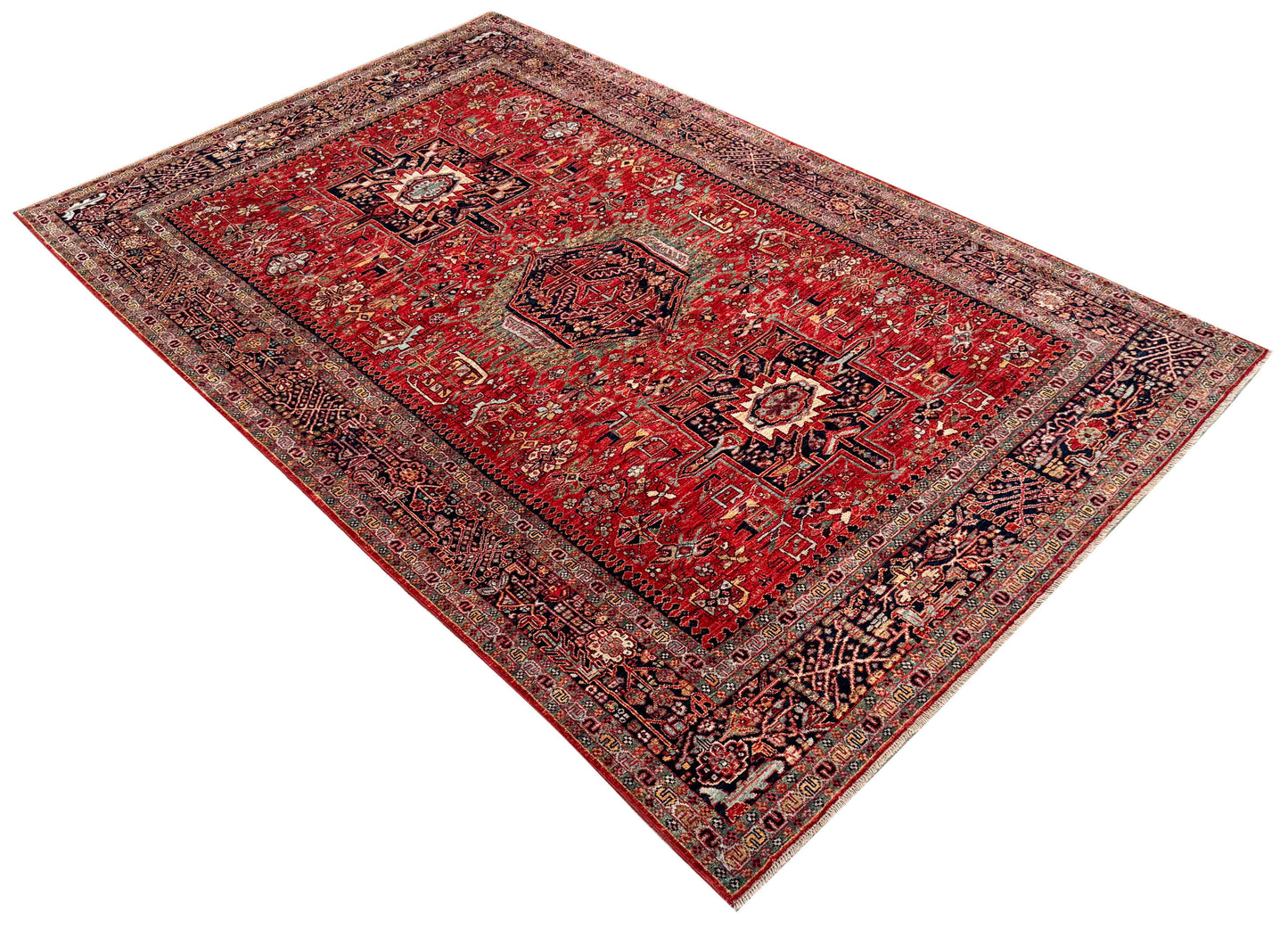 Afghan Turkmen weave in 19th century Heriz design,  283x180cm | Rug# 27232