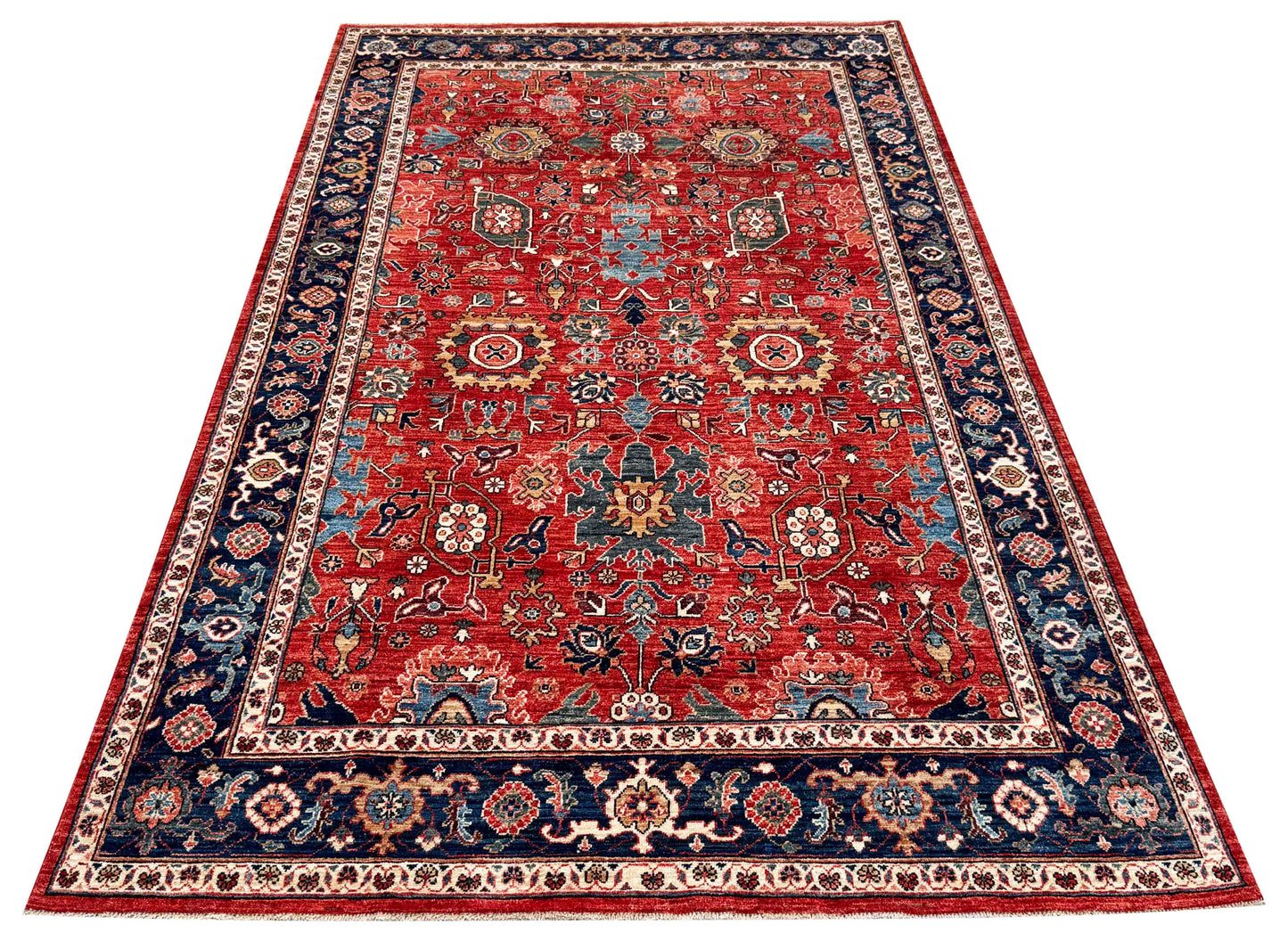Turkmen weave Afghan, 19th c Sultanabad inspired, 288x174 cm | Rug# 27235