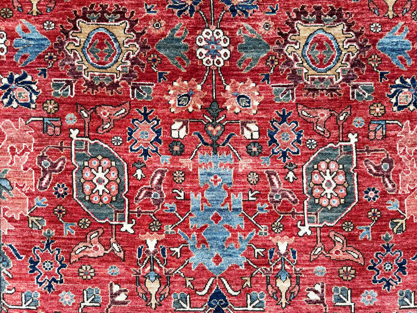 Turkmen weave Afghan, 19th c Sultanabad inspired, 288x174 cm | Rug# 27235