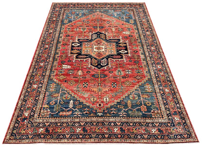 Turkmen weave Afghan, 19th C Heriz inspired, 275x182 cm | Rug# 27237