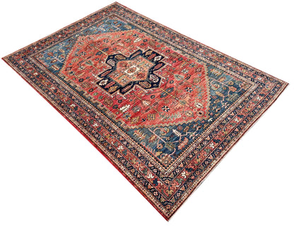 Turkmen weave Afghan, 19th C Heriz inspired, 275x182 cm | Rug# 27237