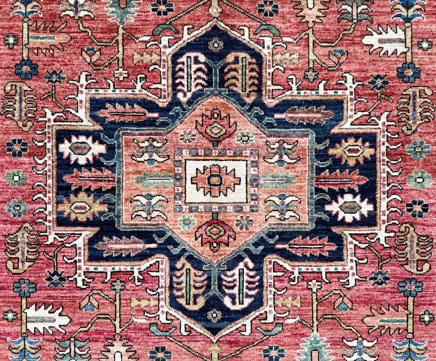 Turkmen weave Afghan, 19th C Heriz inspired, 275x182 cm | Rug# 27237