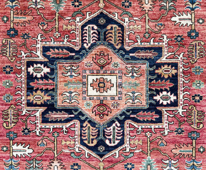 Turkmen weave Afghan, 19th C Heriz inspired, 275x182 cm | Rug# 27237