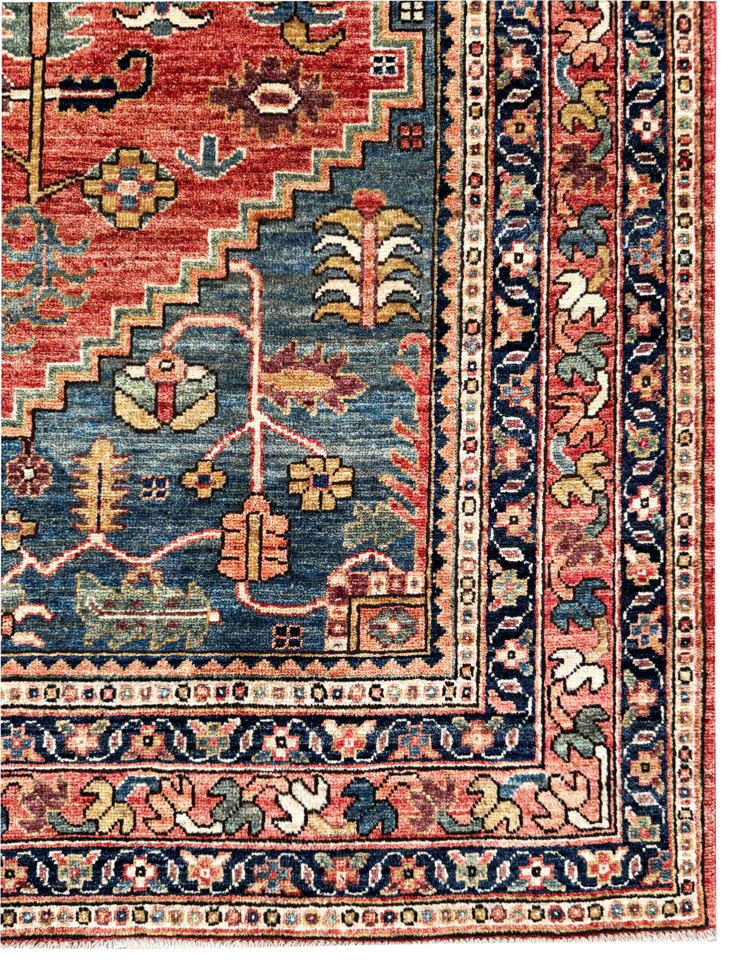 Turkmen weave Afghan, 19th C Heriz inspired, 275x182 cm | Rug# 27237