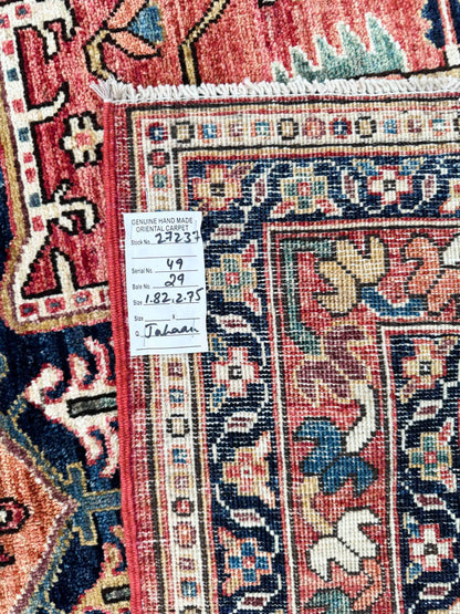 Turkmen weave Afghan, 19th C Heriz inspired, 275x182 cm | Rug# 27237