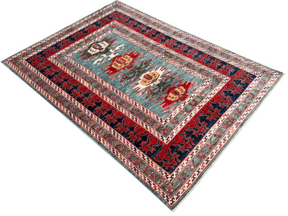 Chechen weave Afghan, 19th c Kazak inspired, 295x188 cm | Rug# 27238