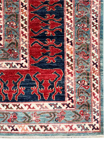 Chechen weave Afghan, 19th c Kazak inspired, 295x188 cm | Rug# 27238