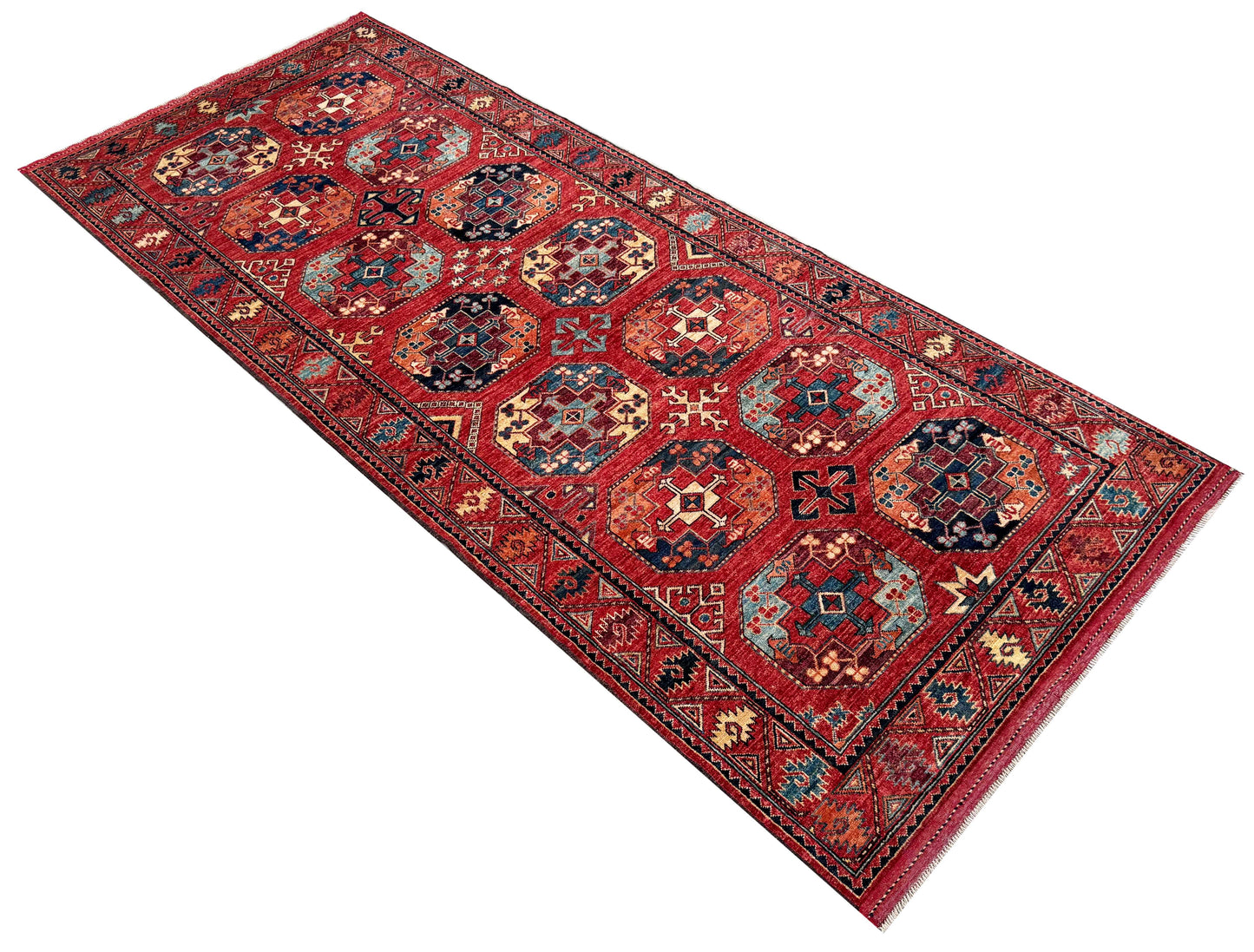 Ersari Turkmen in 12th century Temirdshin guls, 304x125cm | Rug# 27240