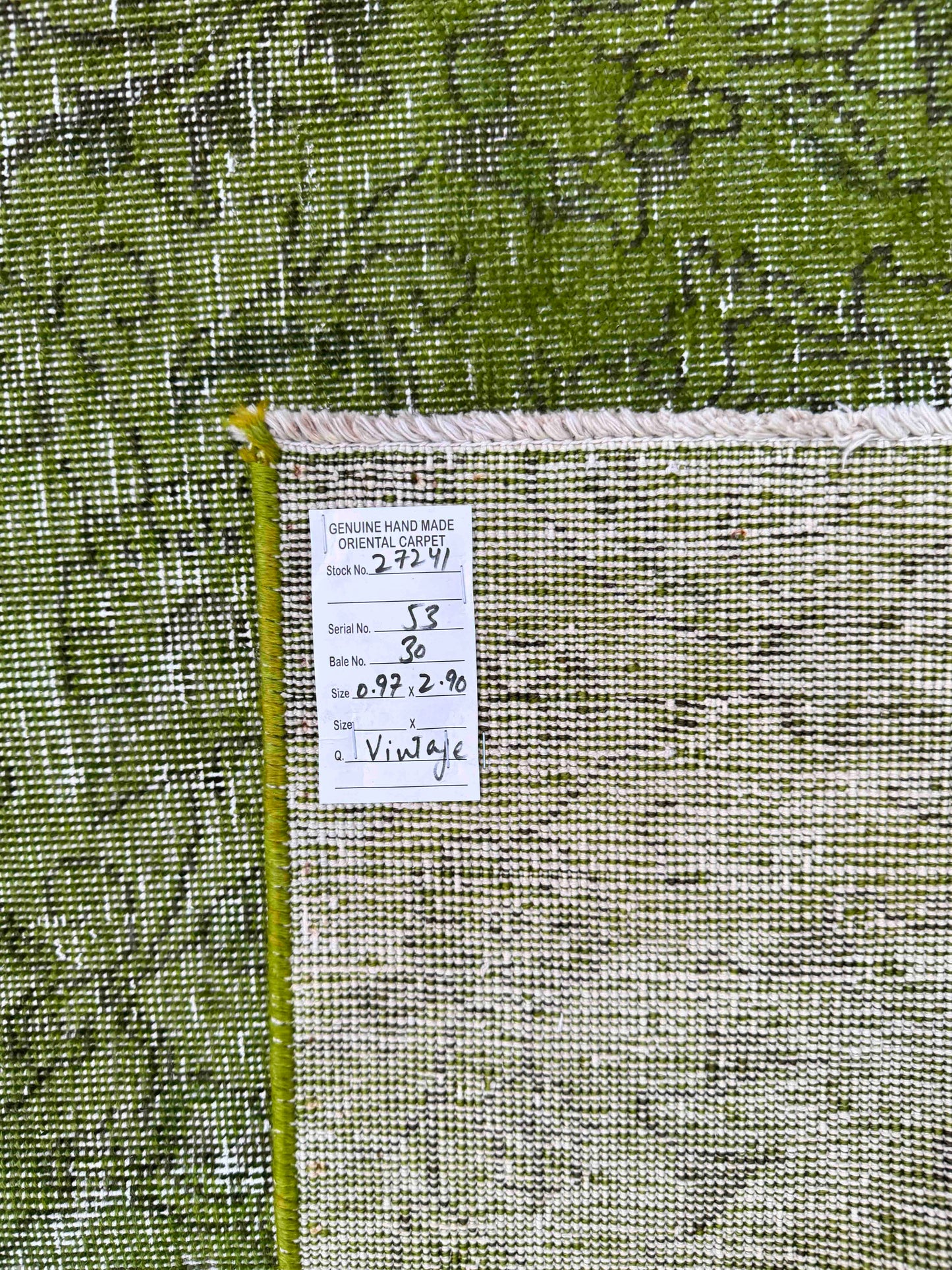 Vintage and overdyed Tabriz, Persia,  290x97 cm | Rug# 27241