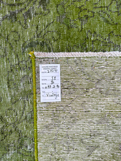 Vintage and overdyed Tabriz, Persia,  290x97 cm | Rug# 27241