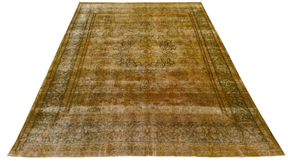 Distressed and vintage overdyed Persian Kerman, 385x287cm | Rug# 27242