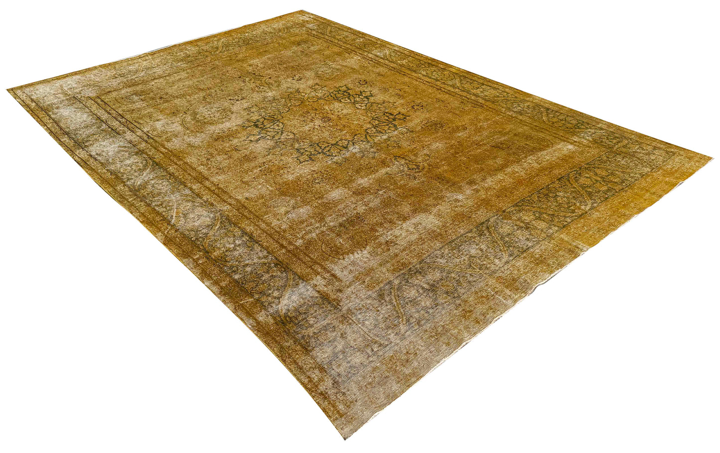 Distressed and vintage overdyed Persian Kerman, 385x287cm | Rug# 27242