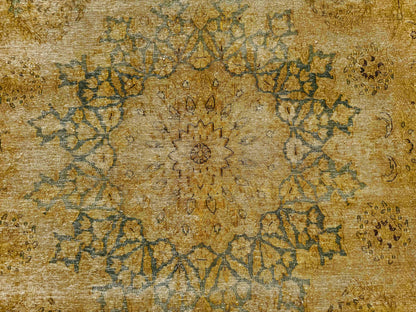 Distressed and vintage overdyed Persian Kerman, 385x287cm | Rug# 27242