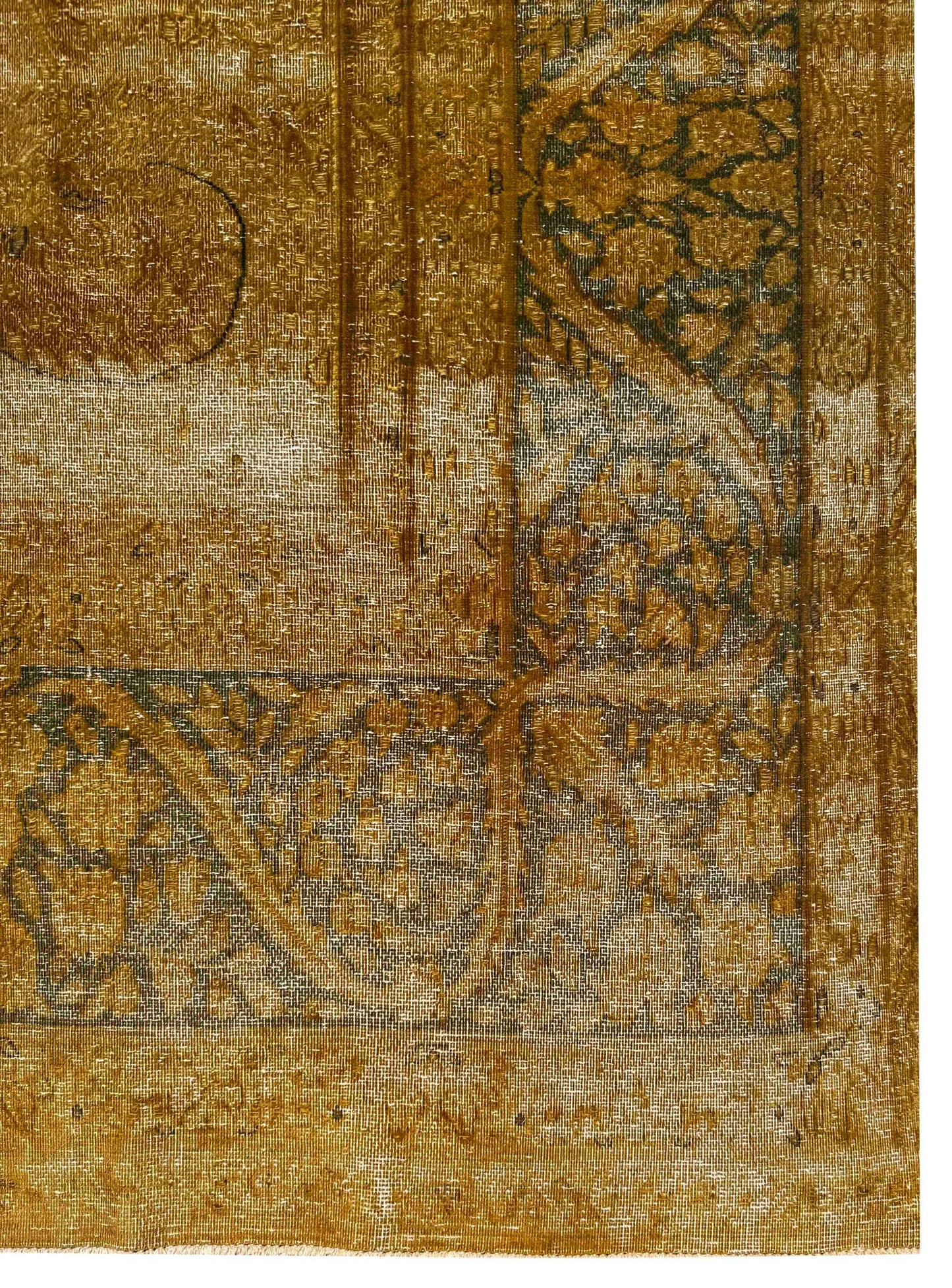 Distressed and vintage overdyed Persian Kerman, 385x287cm | Rug# 27242