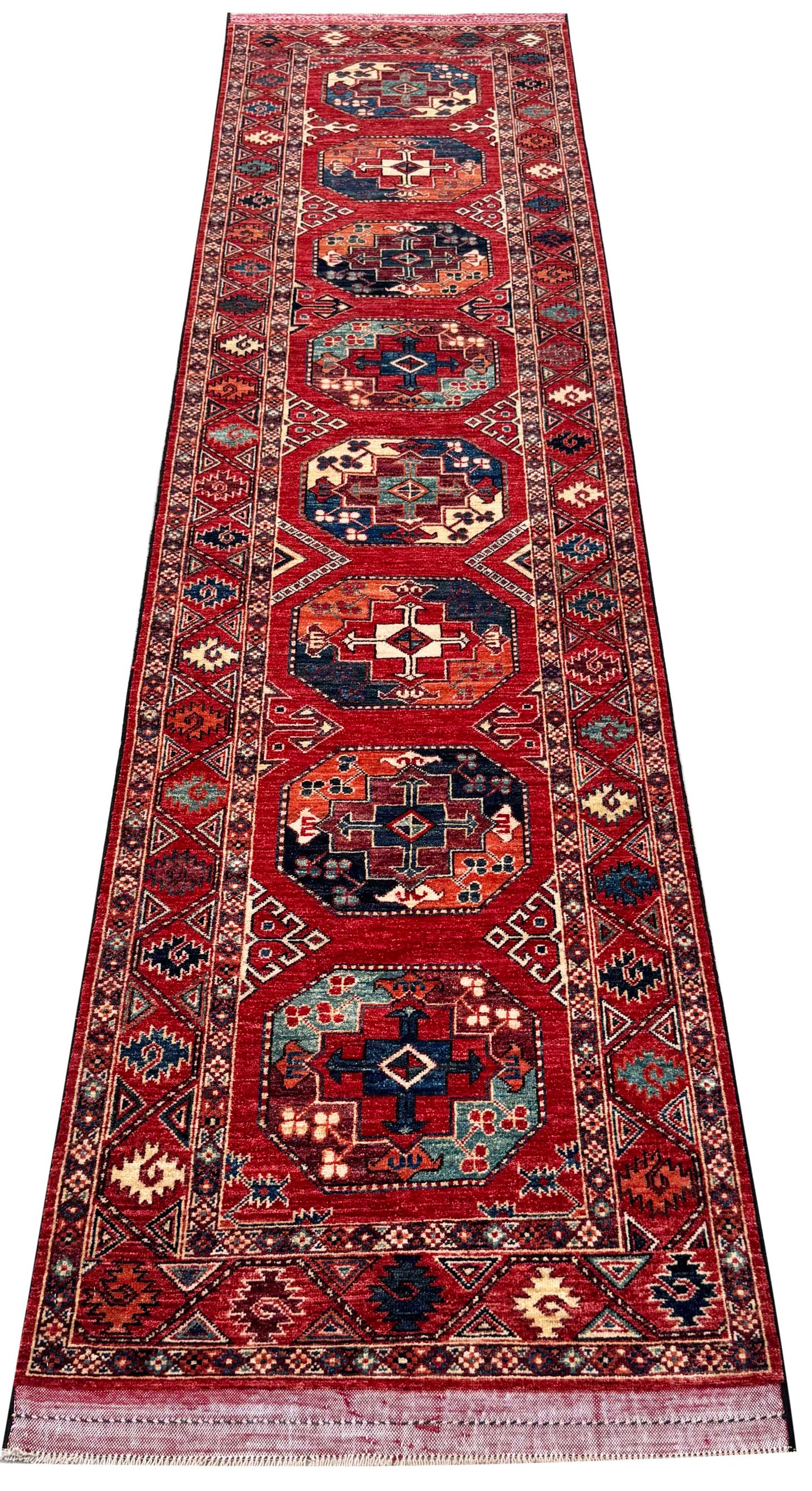Ersari Turkmen, 12th century Temirdshin Gol inspired  344x78 cm | Rug# 27244