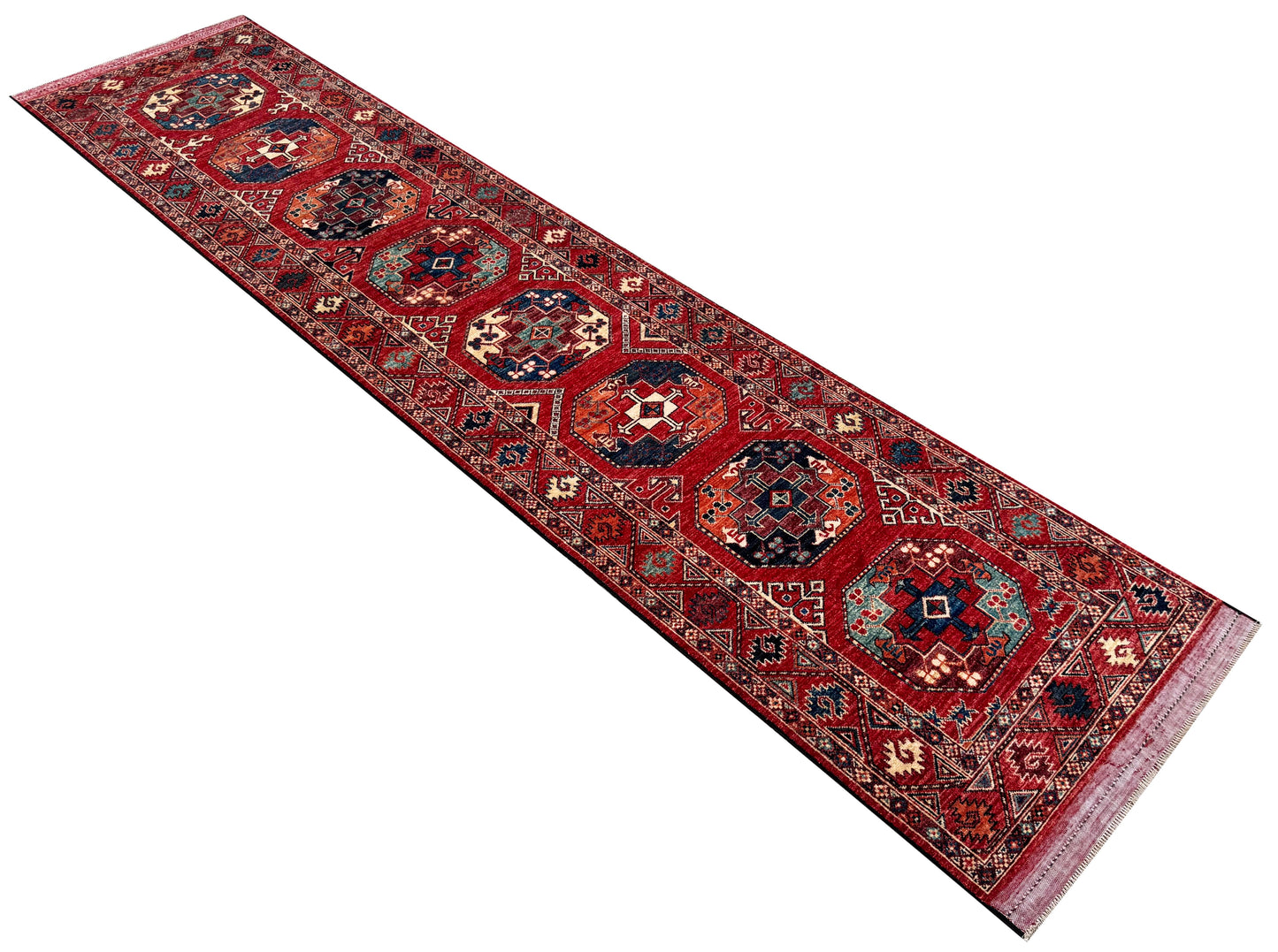 Ersari Turkmen, 12th century Temirdshin Gol inspired  344x78 cm | Rug# 27244
