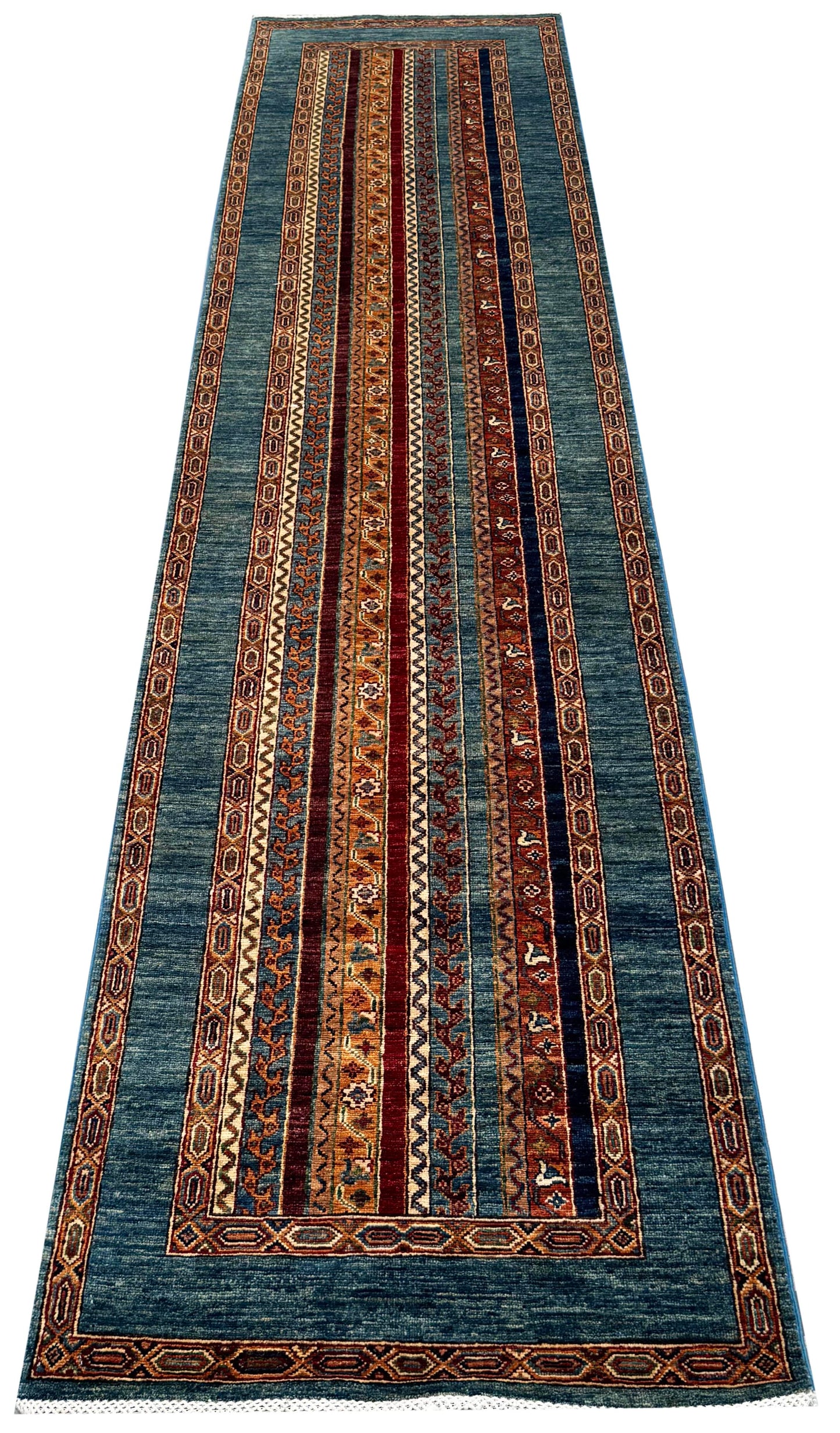 Turkmen weave Afghan runner, 19th century Caucasian design,356x81cm | Rug# 27245
