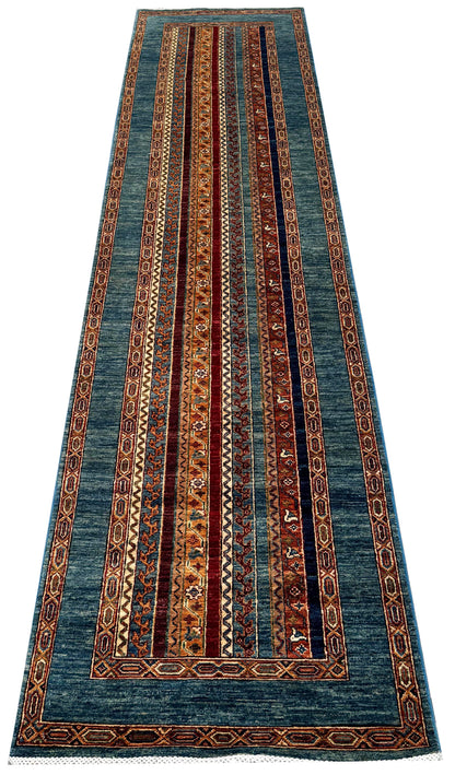 Turkmen weave Afghan runner, 19th century Caucasian design,356x81cm | Rug# 27245