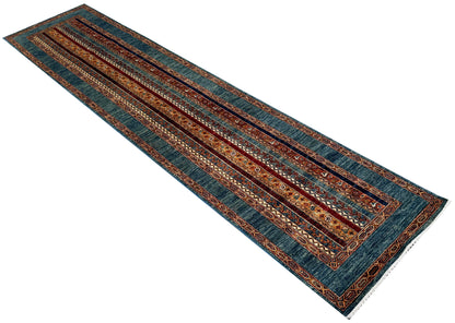 Turkmen weave Afghan runner, 19th century Caucasian design,356x81cm | Rug# 27245